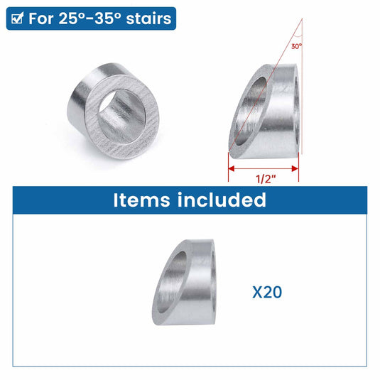 Muzata 25 30 35 Degrees Angle Beveled Washer ID 3/8” CR60