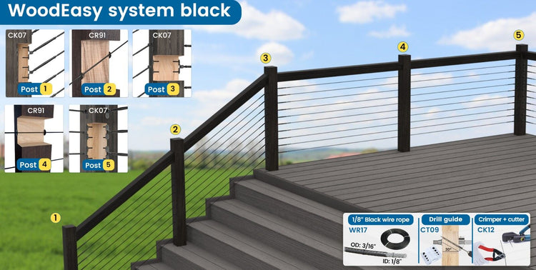 The CK07 tension kit in the Muzata wood system features an industrial-style design