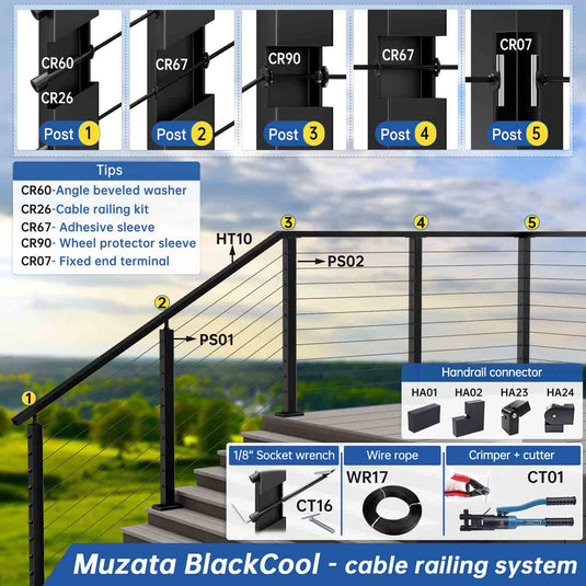 Muzata 36"x2"x2" 30°-Drilled Top Mount Post PS01 BA4S
