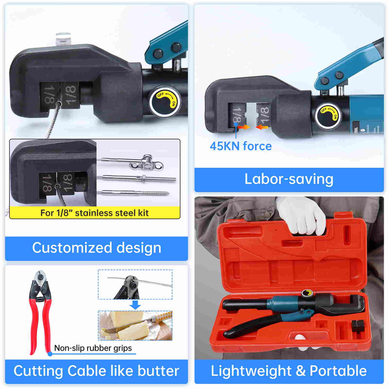 Load image into Gallery viewer, Muzata 45KN Hydraulic Hand Crimper CK12 with Cable Cutter CR09