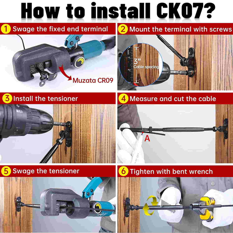 Load image into Gallery viewer, Muzata black cable railing kit toggle CK07