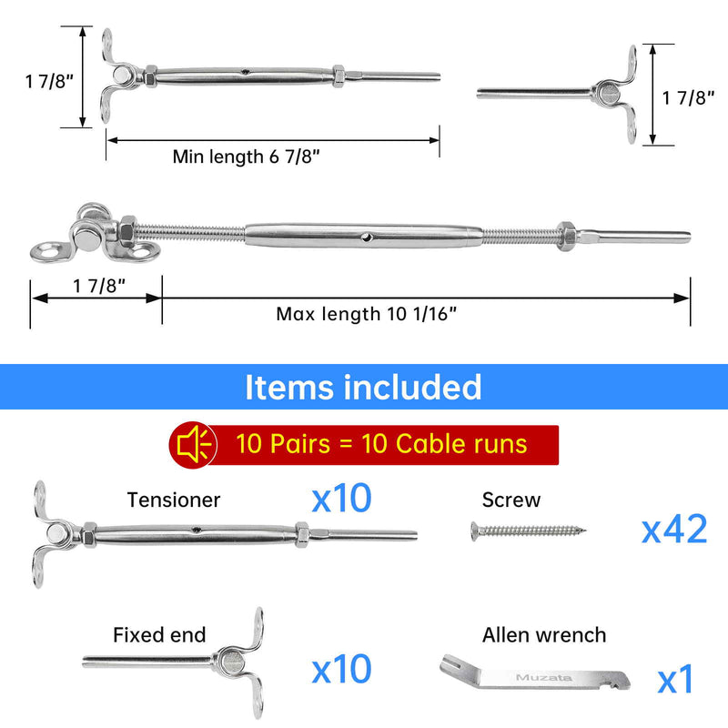Load image into Gallery viewer, Muzata 1/8 180° Adjustable Cable Railing Kit CK07