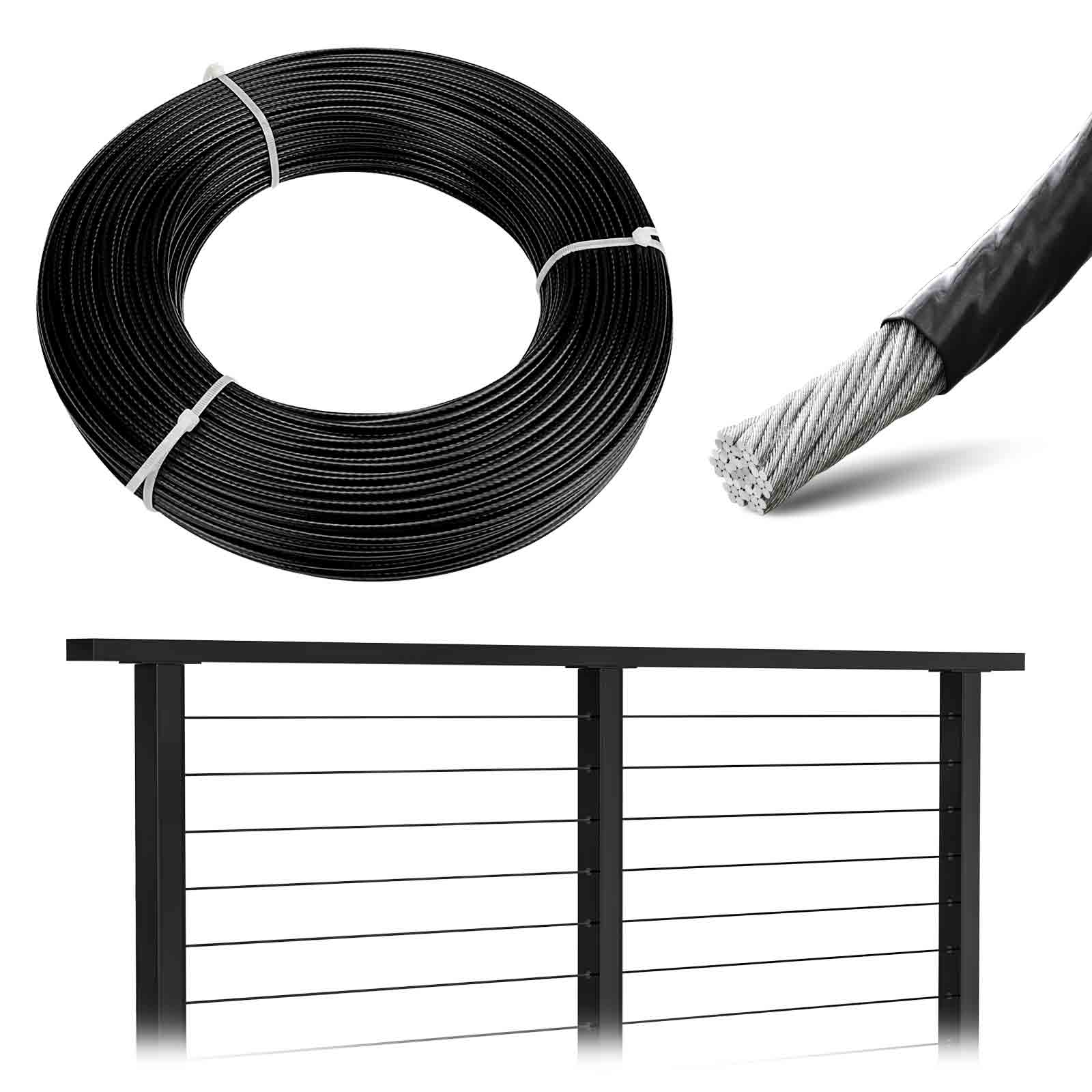 HOTBEST 15M/30M Stainless Steel Wire Rope Cable Railing Fence Roll Kits  Hanging Hooks UK 