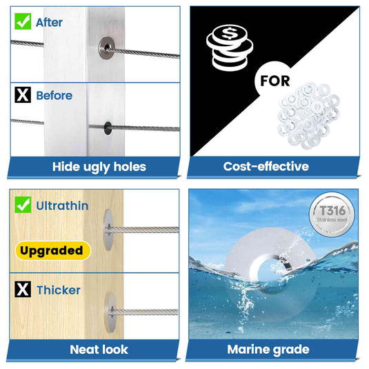 Muzata Adhesive Sleeves T316 Stainless Steel for Wood Metal Posts CR91