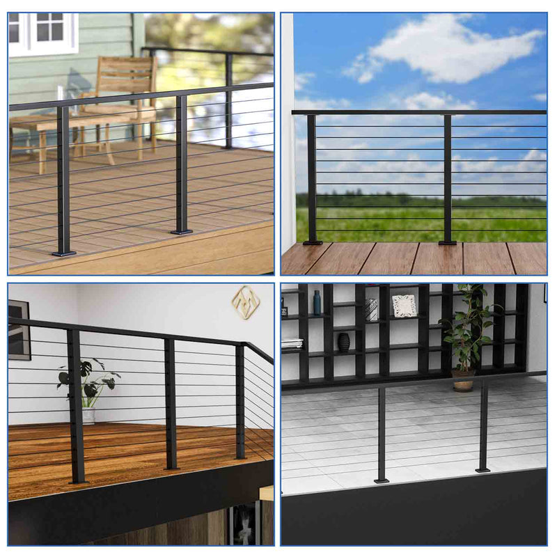 Load image into Gallery viewer, Muzata 36"x2"x2" Level-Drilled Flat Top Black Post PS02 BH4S