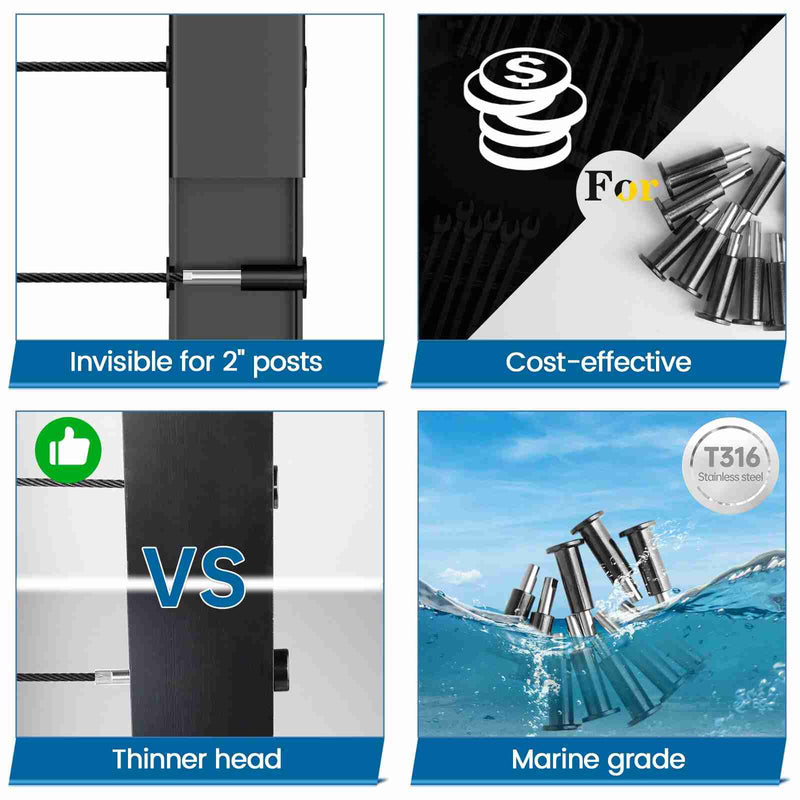 Load image into Gallery viewer, Muzata 1/8" Invisible Black Cable Railing Tensioner CB40