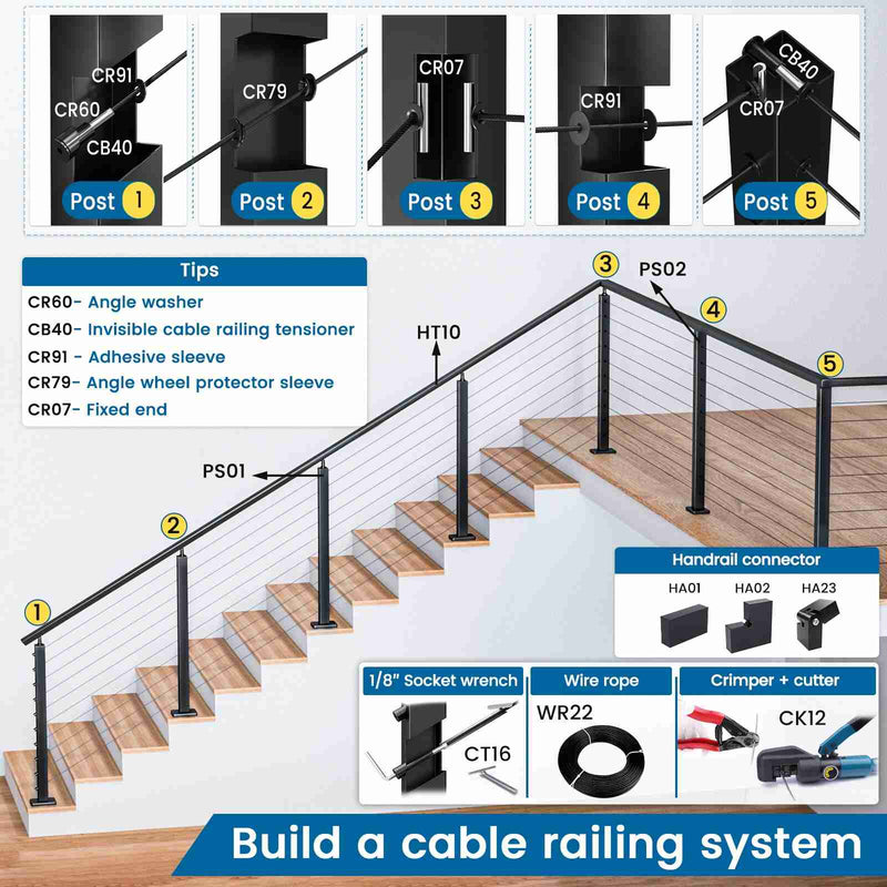 Load image into Gallery viewer, Muzata 1/8" Invisible Black Cable Railing Tensioner CB40