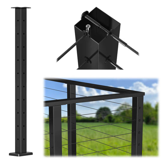 Muzata-36-in-black-stainless-steel-top-mount-corner-post-ps02-b34s