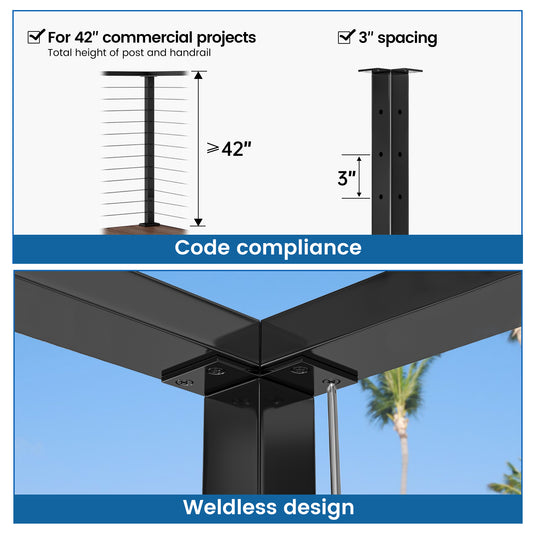 Muzata-42-in-black-stainless-steel-top-mount-corner-post-ps02-b34l-advantages