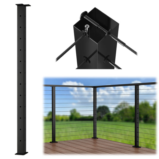 Muzata-42-in-black-stainless-steel-top-mount-corner-post-ps02-b34l