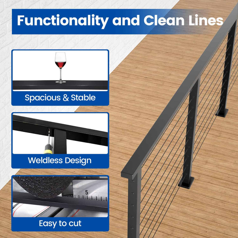 Load image into Gallery viewer, key-features-of-black-cable-railing-handrail