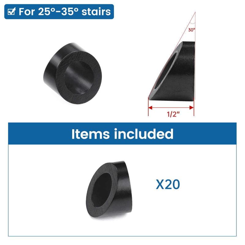 Load image into Gallery viewer, Muzata Black 25 30 35 Degree Angle Beveled Washer ID 3/8” 20Pack CR60