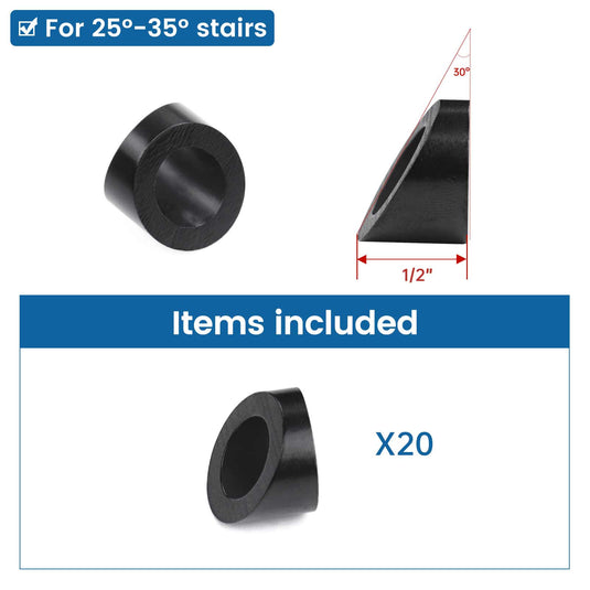 Muzata Black 25 30 35 Degree Angle Beveled Washer ID 3/8” 20Pack CR60