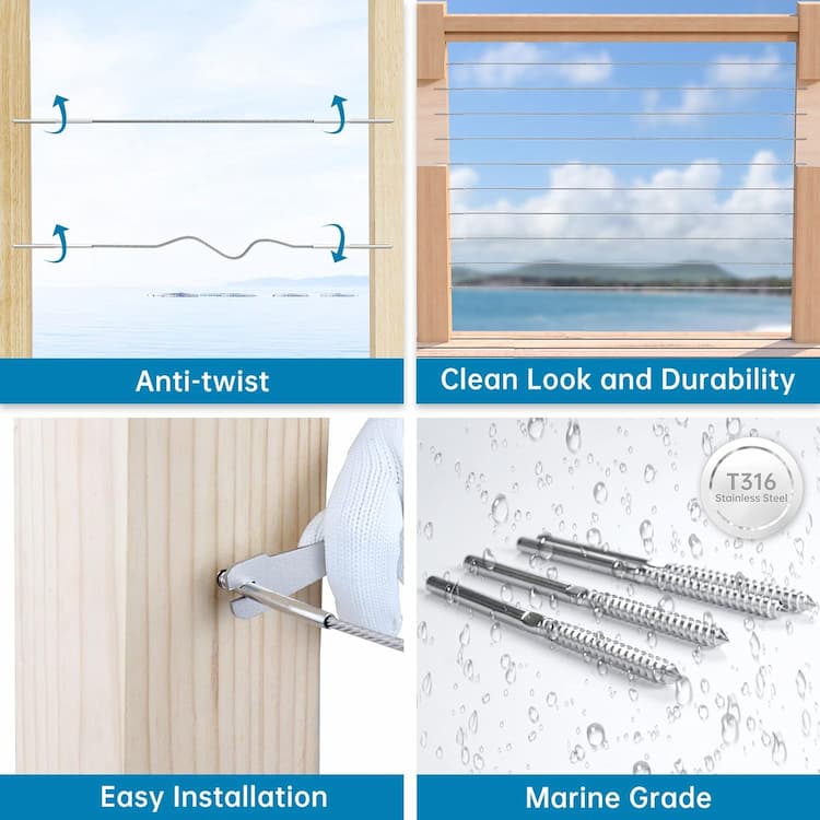 Load image into Gallery viewer, Muzata 1/8&quot; T316 Stainless Steel Swage Lag Screws Left &amp; Right Cable Railing Hardware,CK17
