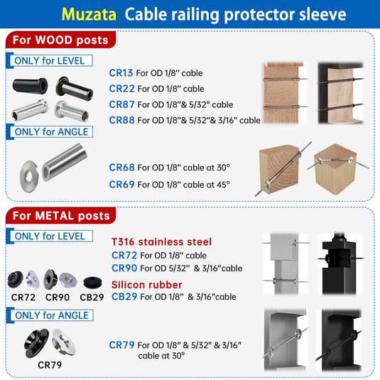 Muzata T316 Stainless Steel Protective Sleeve 1/8"  CR13