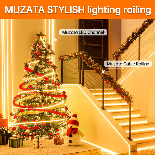 Muzata U Shape LED Silver Aluminum Channel System with Milky White Cover Lens U1SW WW