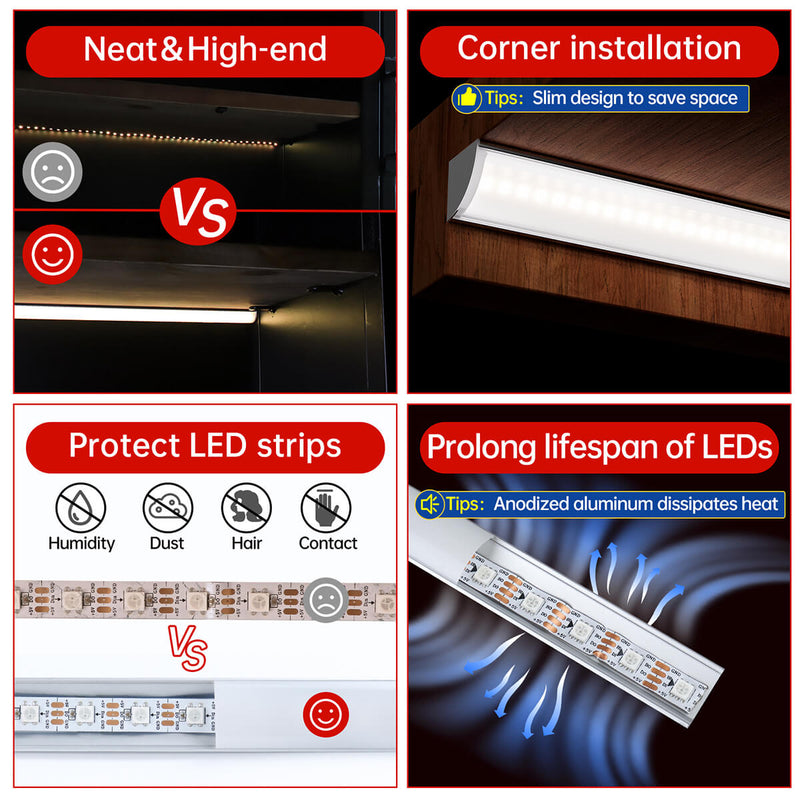 Load image into Gallery viewer, Muzata 10 Pack V-Shape LED Channel with Milky White Cover V1SW WW
