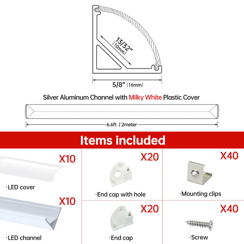 Load image into Gallery viewer, Muzata 10 Pack V-Shape LED Channel with Milky White Cover V1SW WW
