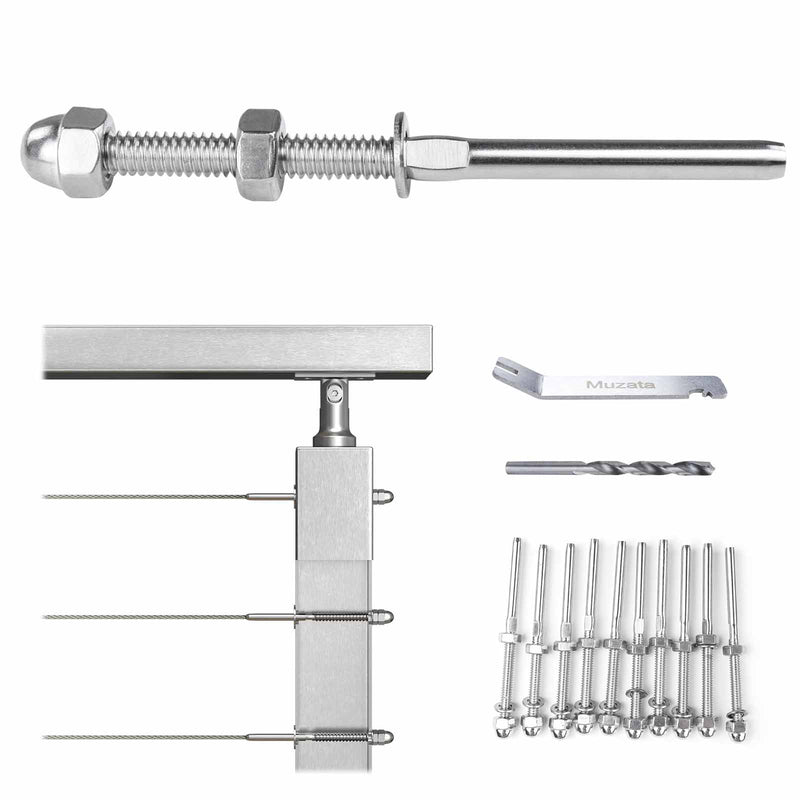 Load image into Gallery viewer, Muzata 1/8&quot; Swage Threaded Stud Tensioner Cable Railing Kit CR23
