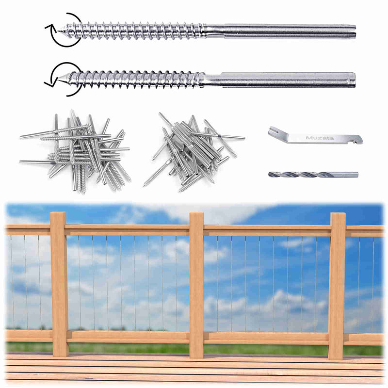 Load image into Gallery viewer, Muzata Lag Screw Left &amp; Right Cable Railing Kit 1/8&quot; CK17
