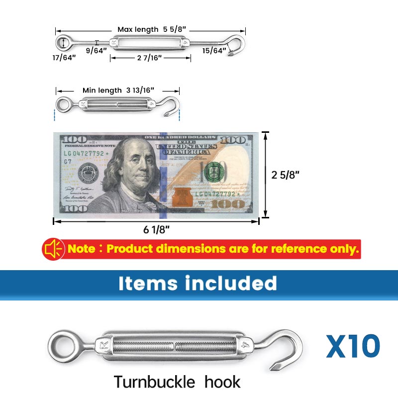 Load image into Gallery viewer, Muzata T304 Stainless Steel M4 Hook and Eye Turnbuckle CN09
