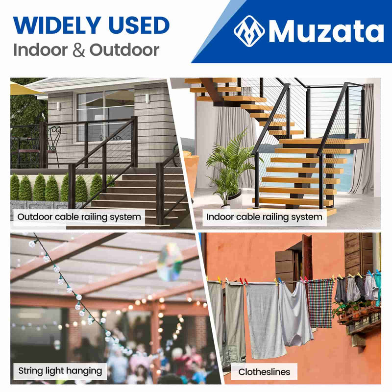 Load image into Gallery viewer, Muzata Black Vinyl Coated Wire Rope 1/8&quot; Thru 3/16&quot; for 1/8&quot; Black Cable Railing System WR17
