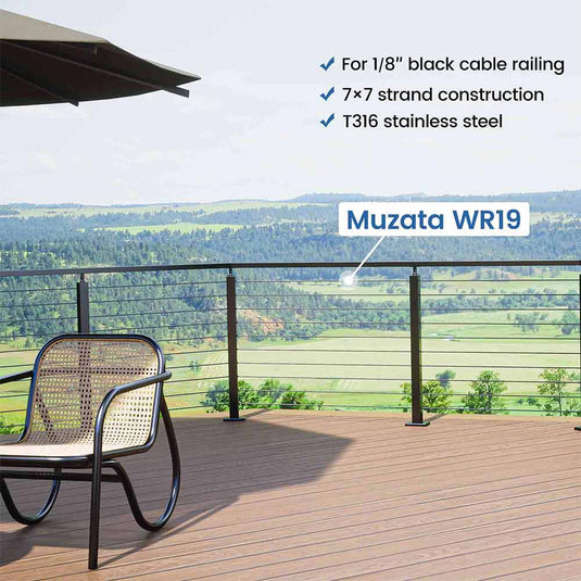 MUZATA 1/8" T316 Black Wire Rope WR19