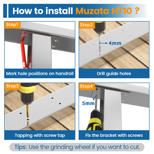 Muzata 6'6" Brushed Flat Handrail HT10 SL4