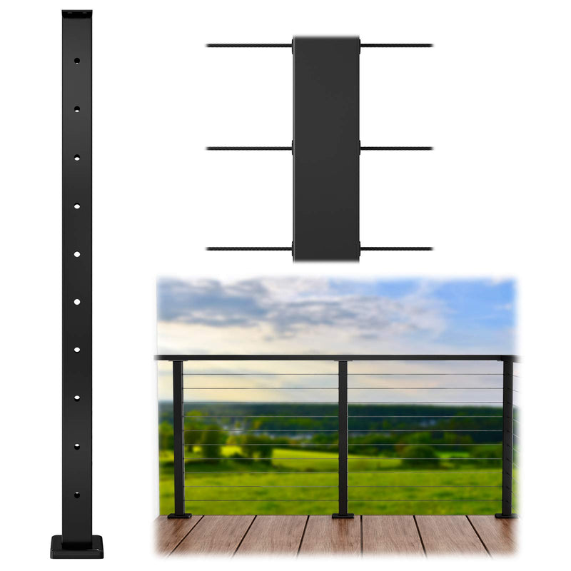 Load image into Gallery viewer, Muzata 36&quot;x2&quot;x2&quot; Level-Drilled Flat Top Black Post PS02 BH4S
