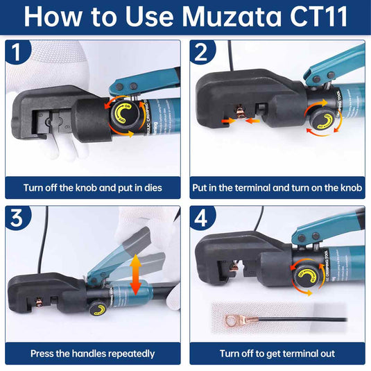 Muzata 45KN Hydraulic Hand Crimper CK12 with Cable Cutter CR09