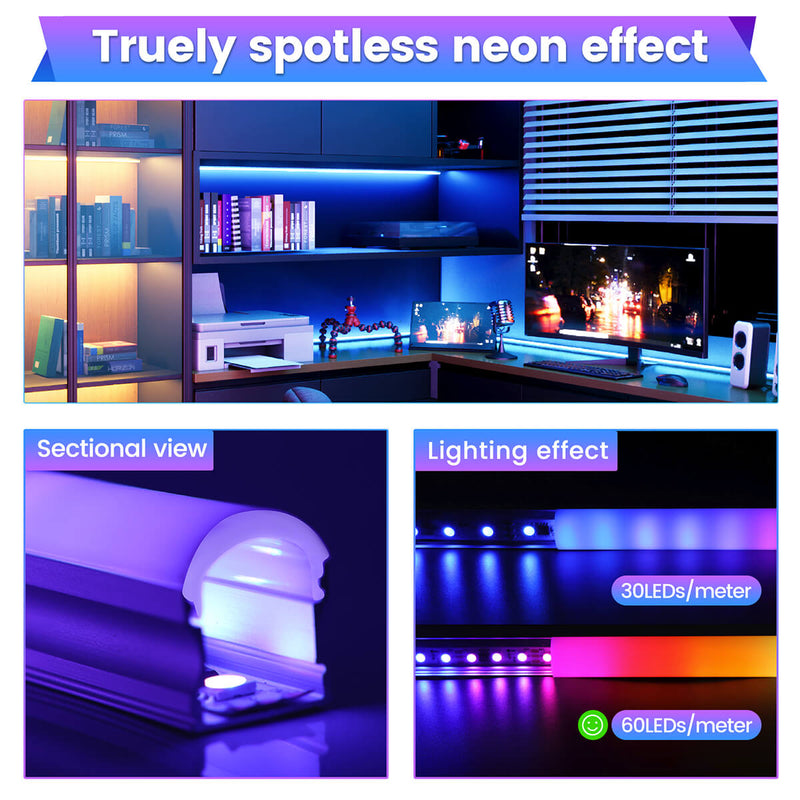 Load image into Gallery viewer, Muzata 6-Pack 3.3ft/1m 17x20mm U Shape Spotless LED Aluminum Channel with 60° Curved Thicker Cover Diffuser, U108 LN1
