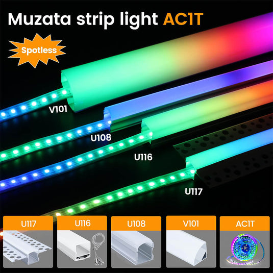 Muzata 16.4Ft IP65 Waterproof LED Strip Light 12VDC High-Intensity 96LEDs/M AC1T