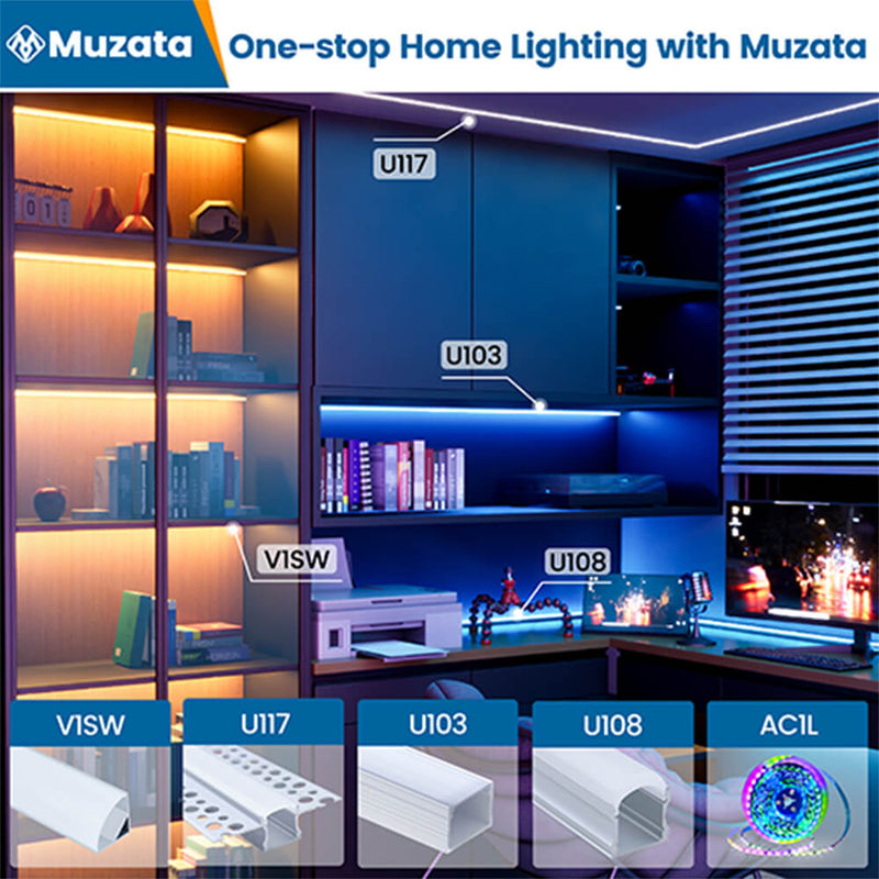 Load image into Gallery viewer, Muzata 3.3FT Spotless White LED U Aluminum Channel with Frosted Milky White Diffuser Cover U103
