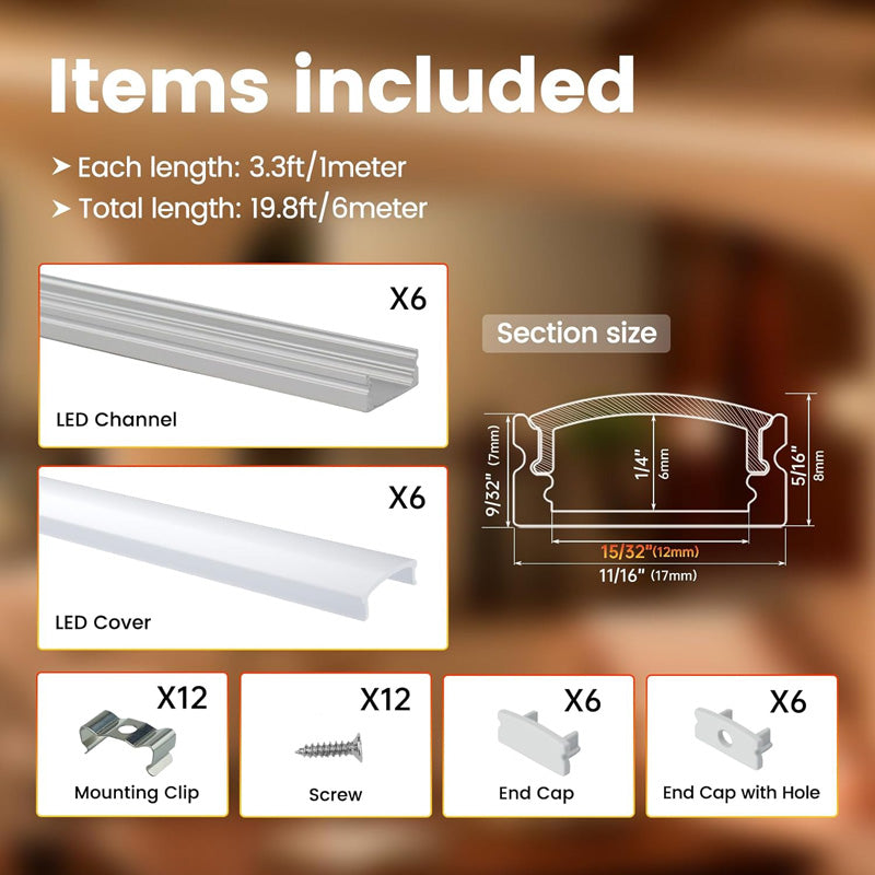 Load image into Gallery viewer, Muzata U Shape LED Silver Aluminum Channel System with Milky White Cover Lens U1SW WW
