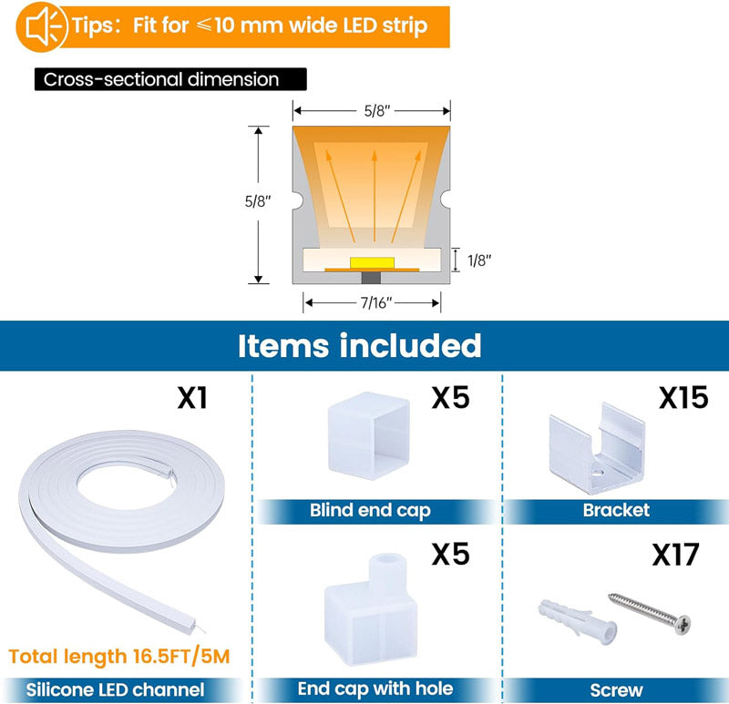 Load image into Gallery viewer, Muzata 16.5Ft/5M Spotless Flexible Silicone LED Channel  for DIY Neon Light for 11mm LED Strip USC4
