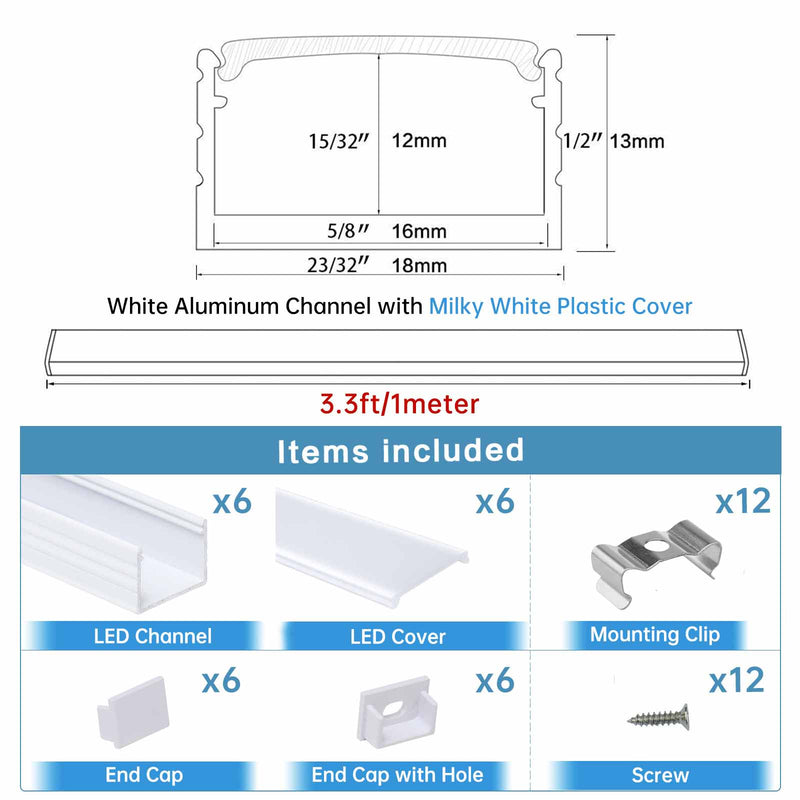 Load image into Gallery viewer, Spotless White LED U Aluminum Channel with Frosted Milky White Diffuser Cover
