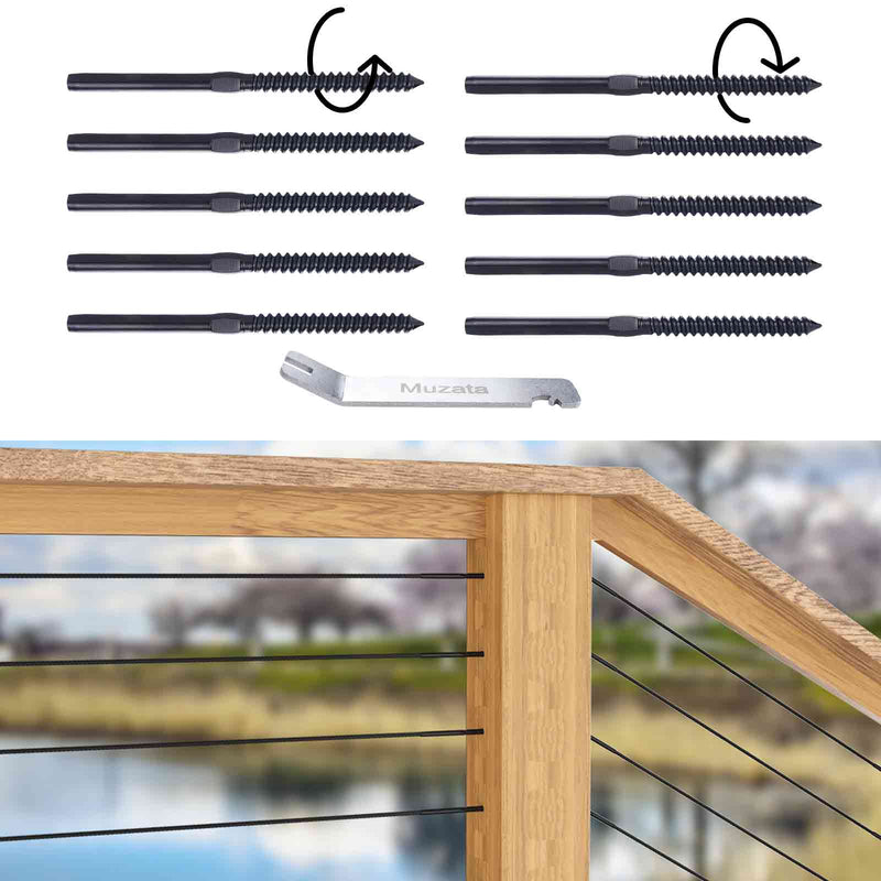 Load image into Gallery viewer, Muzata Black Lag Screw Left &amp; right Cable Railing Kit 1/8&quot; CK17
