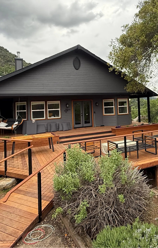 modern mountain home with cable railing