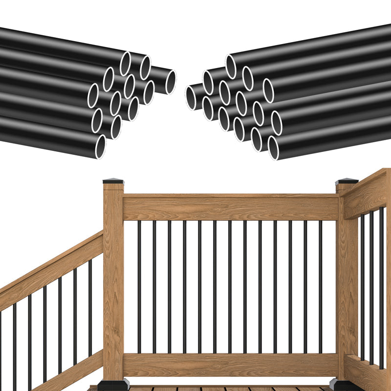 Load image into Gallery viewer, Muzata 36&quot;x3/4&quot; Deck Balusters Aluminum Black Hollow Round Stair Spindles, WT01
