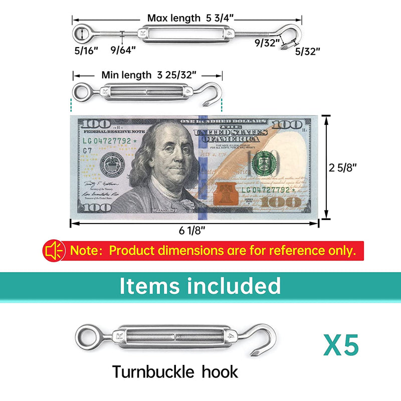 Load image into Gallery viewer, Muzata T304 Stainless Steel M4 Hook and Eye Turnbuckle CN09
