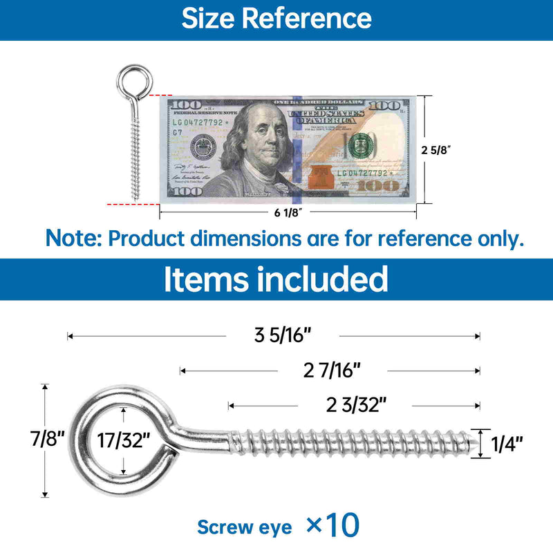 Load image into Gallery viewer, Muzata 3.3Inch M6 Screw Eye Hook CR18
